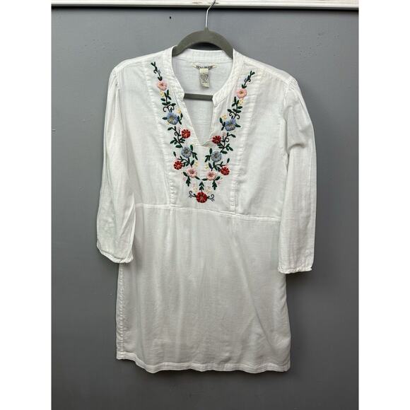 Lucky Brand Dresses & Skirts - Lucky Brand Dress Womens Large Embroidered Colorful Flowers Half Sleeve Boho